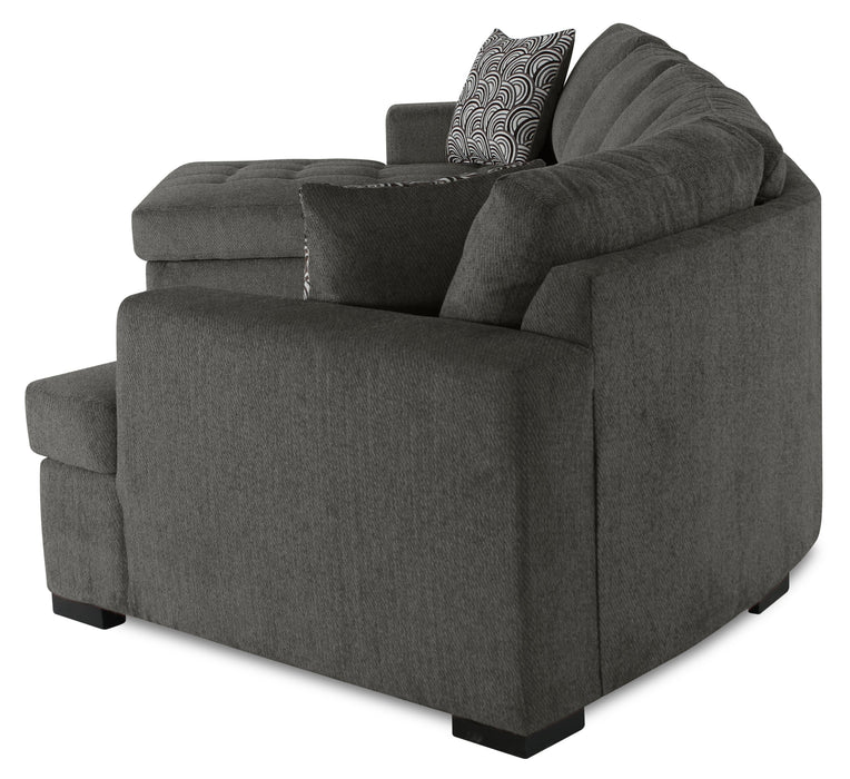Sofa-lit sectionnel enveloppant de droite Legend 3 pièces fabriqué au Canada en tissu de chenille avec fauteuil long - brun étain