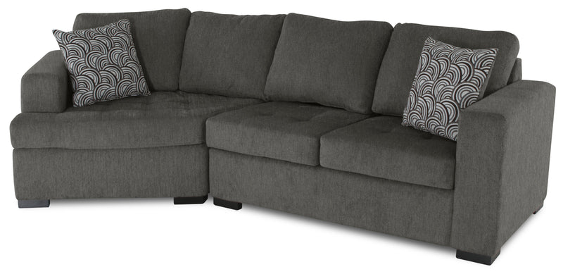 Sofa sectionnel de gauche Legend 2 pièces fabriqué au Canada en tissu de chenille avec fauteuil enveloppant - brun étain