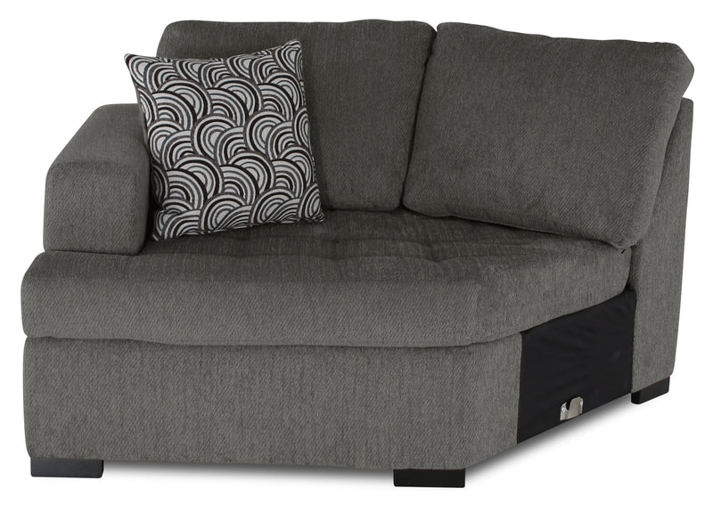 Sofa sectionnel de gauche Legend 2 pièces fabriqué au Canada en tissu de chenille avec fauteuil enveloppant - brun étain