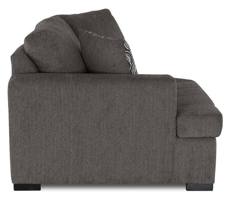 Sofa sectionnel de gauche Legend 2 pièces fabriqué au Canada en tissu de chenille avec fauteuil enveloppant - brun étain