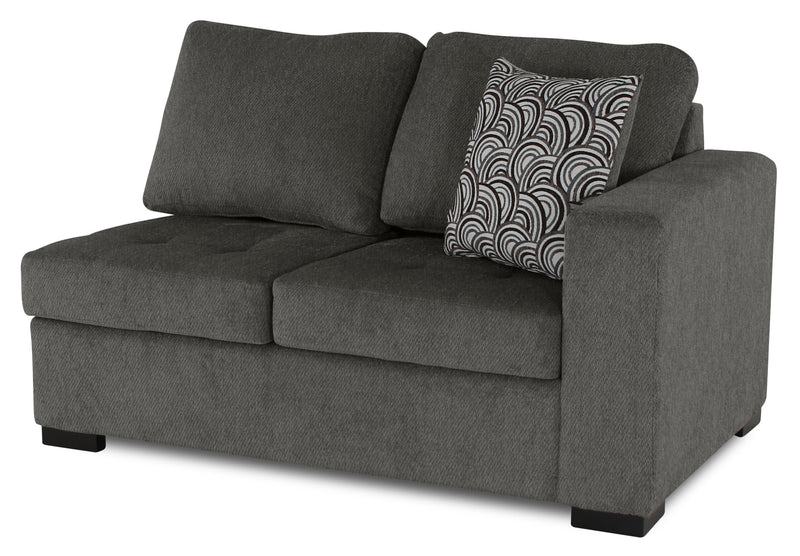 Sofa sectionnel de gauche Legend 2 pièces fabriqué au Canada en tissu de chenille avec fauteuil enveloppant - brun étain