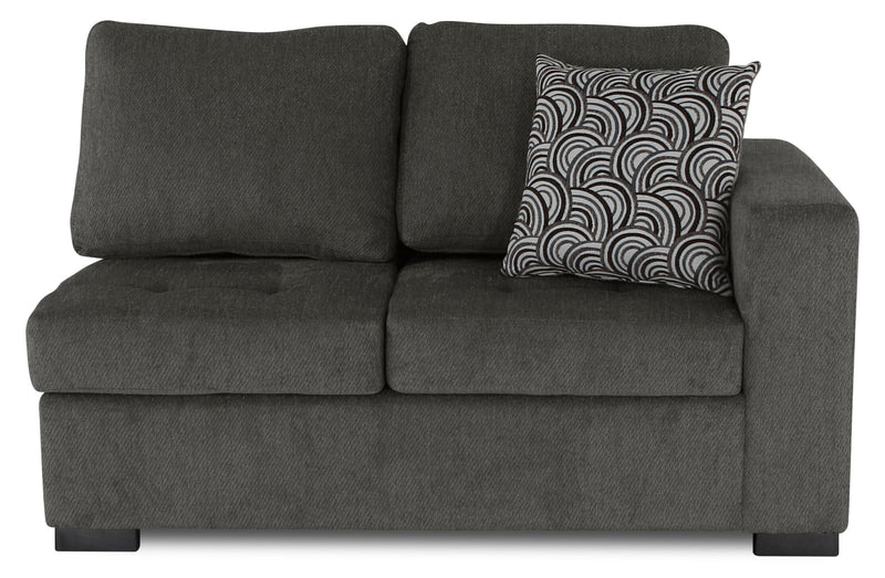 Sofa sectionnel de gauche Legend 2 pièces fabriqué au Canada en tissu de chenille avec fauteuil enveloppant - brun étain