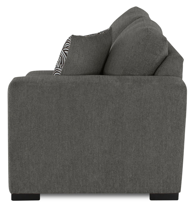 Sofa sectionnel de gauche Legend 2 pièces fabriqué au Canada en tissu de chenille avec fauteuil enveloppant - brun étain