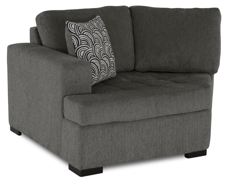 Sofa sectionnel de gauche Legend 2 pièces fabriqué au Canada en tissu de chenille avec fauteuil enveloppant - brun étain