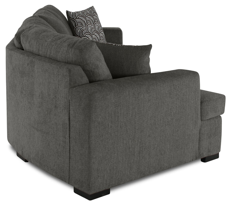 Sofa sectionnel de gauche Legend 2 pièces fabriqué au Canada en tissu de chenille avec fauteuil enveloppant - brun étain