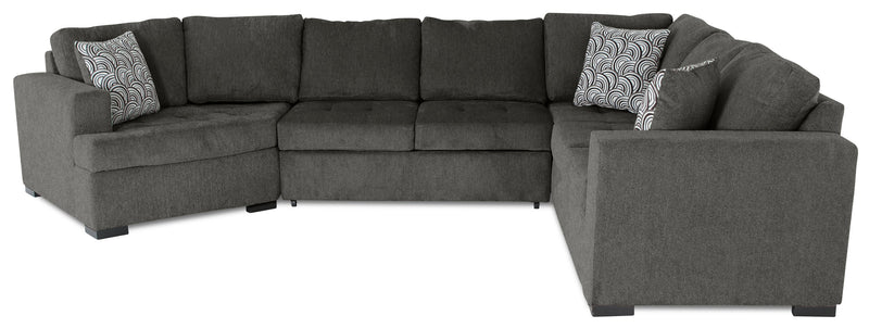 Sofa-lit sectionnel de gauche Legend 3 pièces fabriqué au Canada en tissu de chenille avec fauteuil enveloppant - brun étain