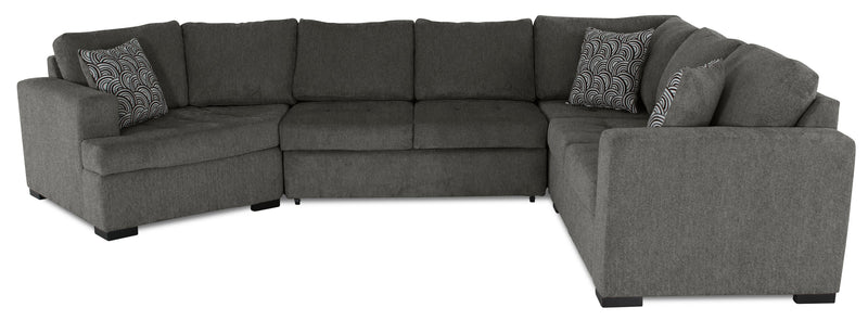 Sofa-lit sectionnel enveloppant de gauche Legend 4 pièces fabriqué au Canada en tissu de chenille avec fauteuil long - brun étain