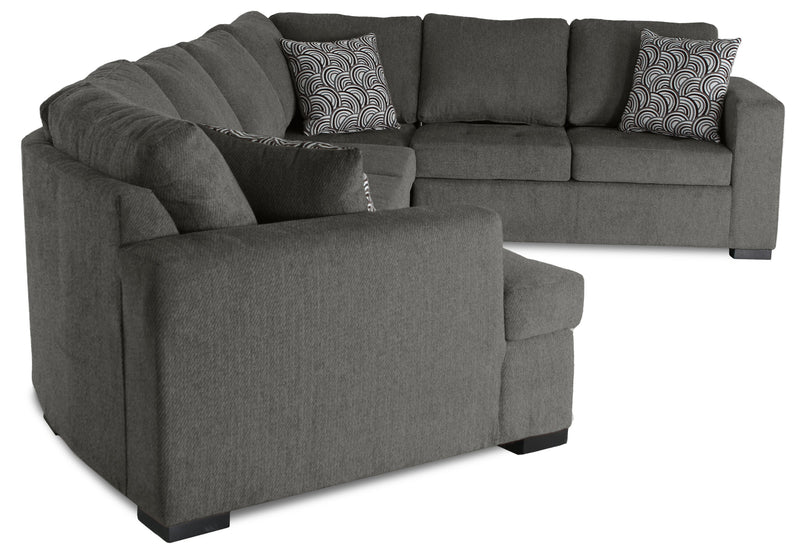 Sofa-lit sectionnel enveloppant de gauche Legend 4 pièces fabriqué au Canada en tissu de chenille avec fauteuil long - brun étain