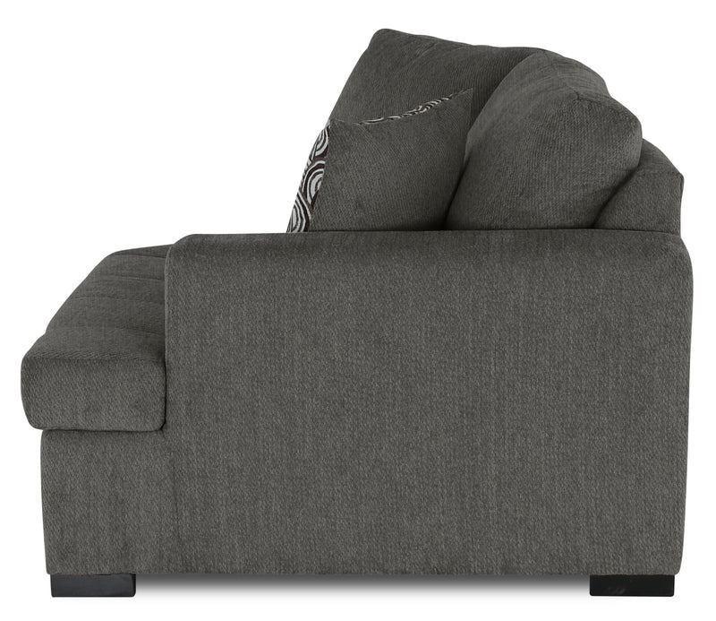 Sofa sectionnel de droite Legend 2 pièces fabriqué au Canada en tissu de chenille avec fauteuil enveloppant - brun étain