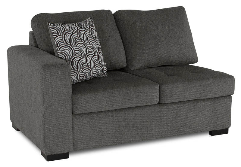 Sofa sectionnel de droite Legend 2 pièces fabriqué au Canada en tissu de chenille avec fauteuil enveloppant - brun étain