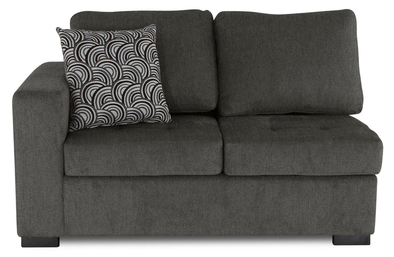 Sofa sectionnel de droite Legend 2 pièces fabriqué au Canada en tissu de chenille avec fauteuil enveloppant - brun étain