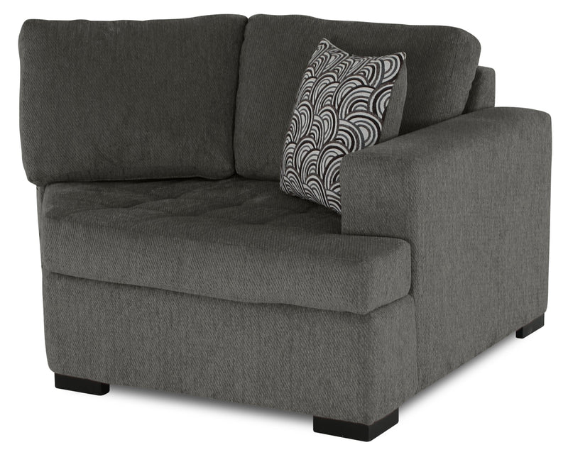 Sofa sectionnel de droite Legend 2 pièces fabriqué au Canada en tissu de chenille avec fauteuil enveloppant - brun étain