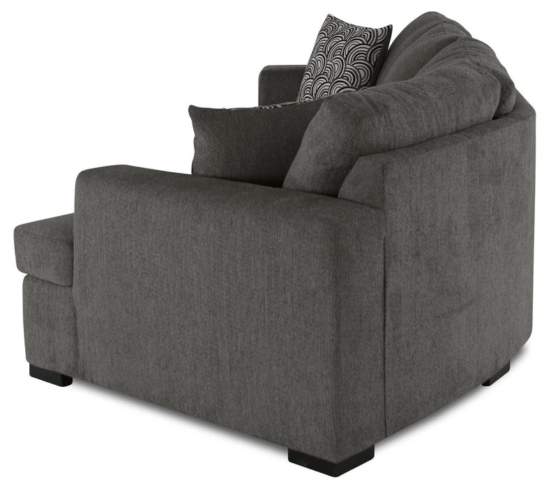 Sofa sectionnel de droite Legend 2 pièces fabriqué au Canada en tissu de chenille avec fauteuil enveloppant - brun étain