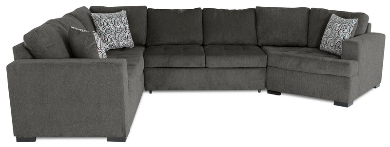 Sofa-lit sectionnel de droite Legend 3 pièces fabriqué au Canada en tissu de chenille avec fauteuil enveloppant - brun étain