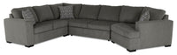  Sofa-lit sectionnel de droite Legend 3 pièces fabriqué au Canada en tissu de chenille avec fauteuil enveloppant - brun étain