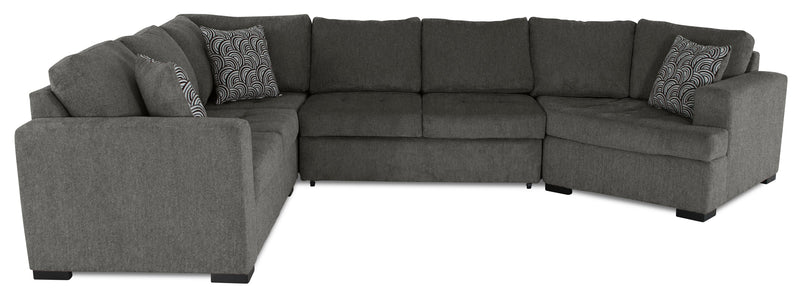 Sofa-lit sectionnel de droite Legend 3 pièces fabriqué au Canada en tissu de chenille avec fauteuil enveloppant - brun étain
