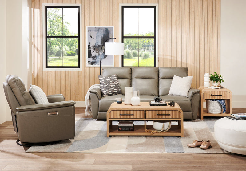 Table de bout moderne Scott Living Lenore de 24 po avec rangement, tablette et ports USB - naturelle