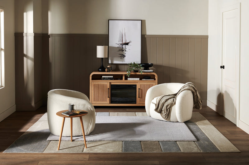 Meuble pour téléviseur Scott Living Lenore de 60 po avec foyer électrique et rangement - naturel