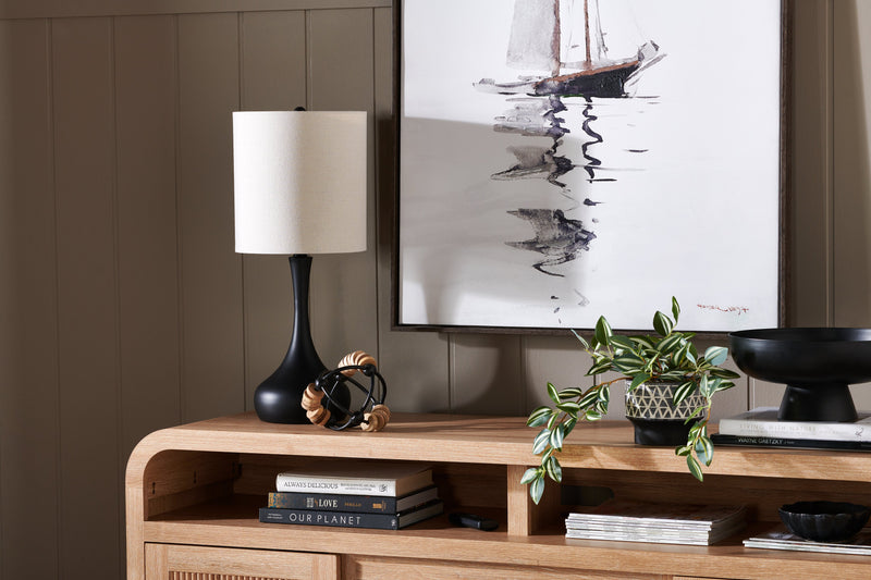 Meuble pour téléviseur Scott Living Lenore de 60 po avec foyer électrique et rangement - naturel