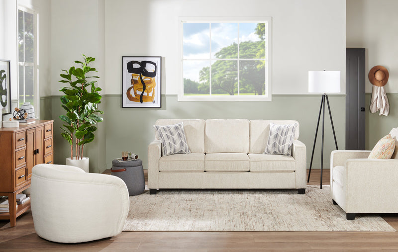 Sofa Lennox de 83 po fabriqué au Canada en tissu de chenille avec coussins réversibles et coussins décoratifs - taupe