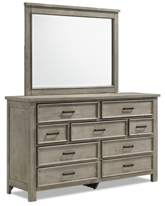 Miroir de commode de chambre à coucher Levi en bois - gris bois de grève