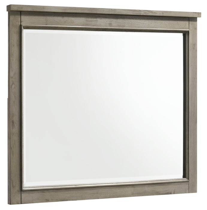 Miroir de commode de chambre à coucher Levi en bois - gris bois de grève