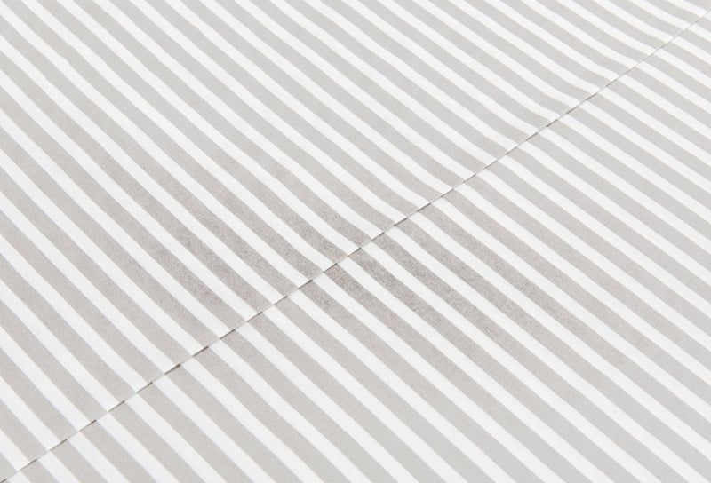 Ensemble de draps Striped de 4 pièces en coton pour grand lit - gris clair