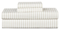 Ensemble de draps Striped de 4 pièces en coton pour grand lit - gris clair
