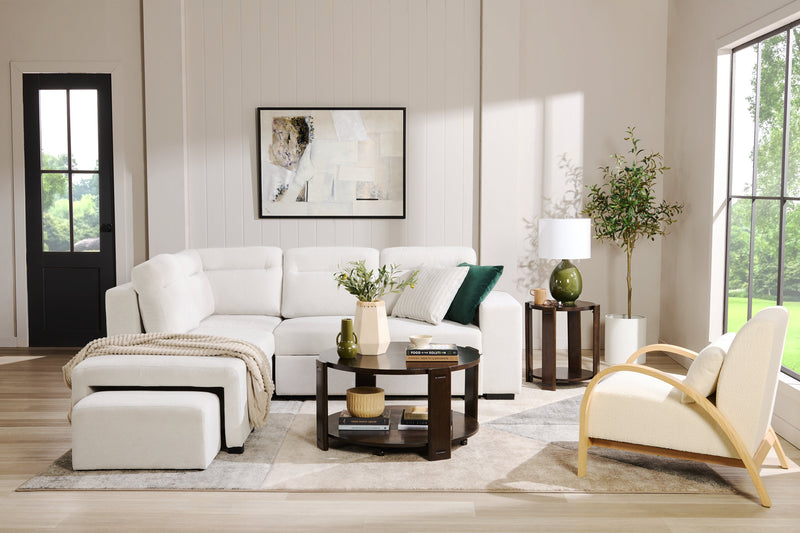 Fauteuil d’appoint Loft de 27,55 po en tissu bouclé avec coussin décoratif, accoudoirs et pattes en bois - blanc