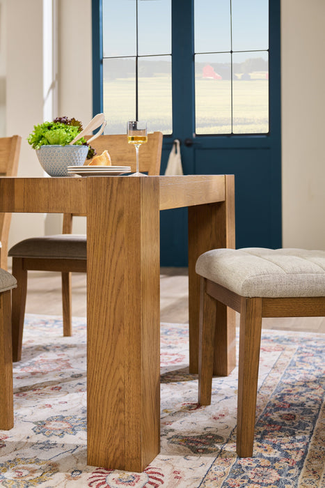 Table de salle à manger Lotus de 82 po (L) en bois - naturelle