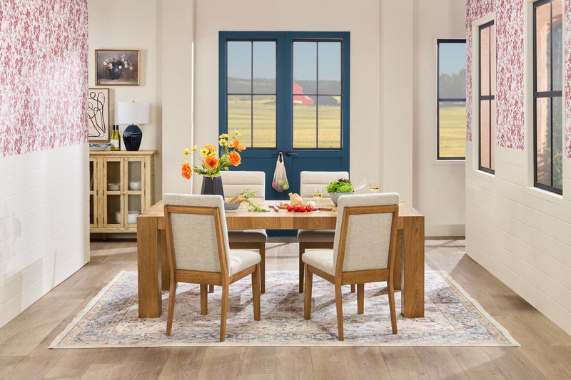 Chaise de salle à manger Lotus en tissu de polyester et bois - gris clair