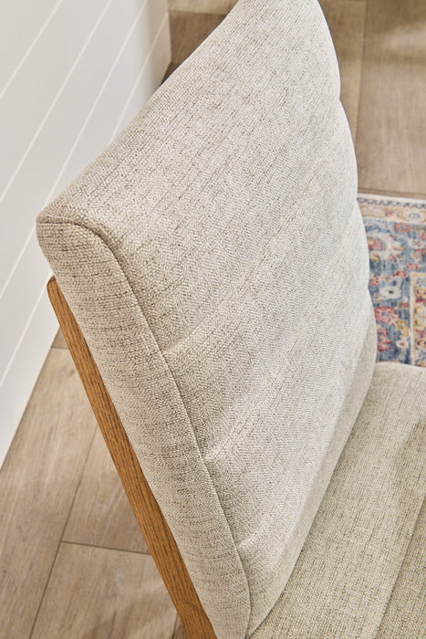 Chaise de salle à manger Lotus en tissu de polyester et bois - gris clair