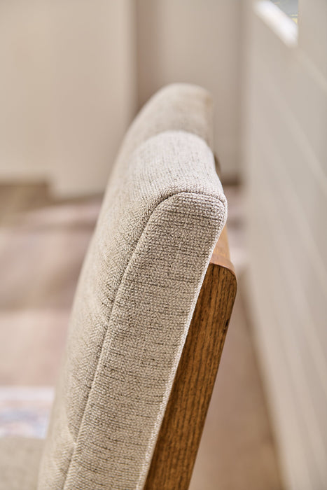 Chaise de salle à manger Lotus en tissu de polyester et bois - gris clair