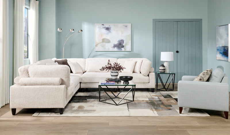 Sofa sectionnel modulaire Lounge 5 pièces en chenille - beige 