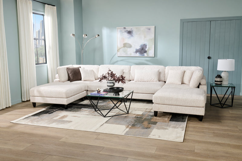 Sofa sectionnel modulaire Lounge 6 pièces en chenille - beige 