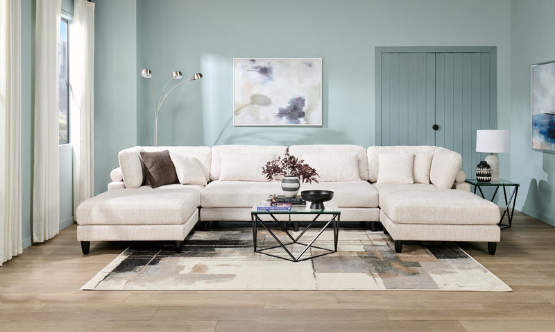 Sofa sectionnel modulaire Lounge 6 pièces en chenille - beige 