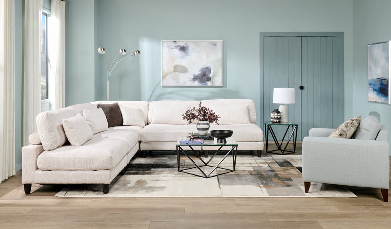 Sofa sectionnel modulaire sans accoudoirs Lounge 5 pièces en chenille - beige 