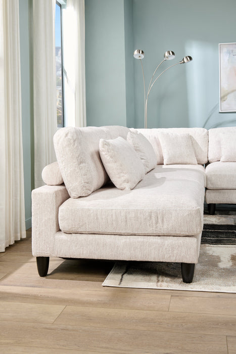 Sofa sectionnel modulaire sans accoudoirs Lounge 5 pièces en chenille - beige 