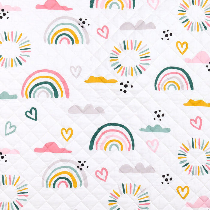 Literie Luna 3 pièces pour lit de bébé - blanc et rose