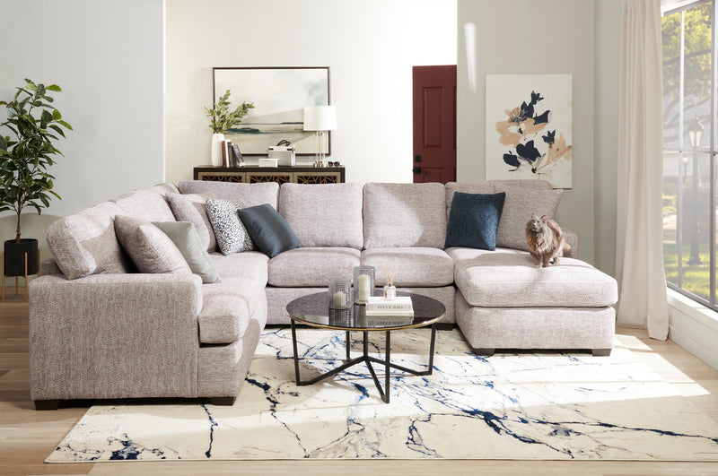 Sofa sectionnel de droite Luxe 3 pièces fabriqué au Canada en tissu avec coussins amovibles - gris colombe Zaftig