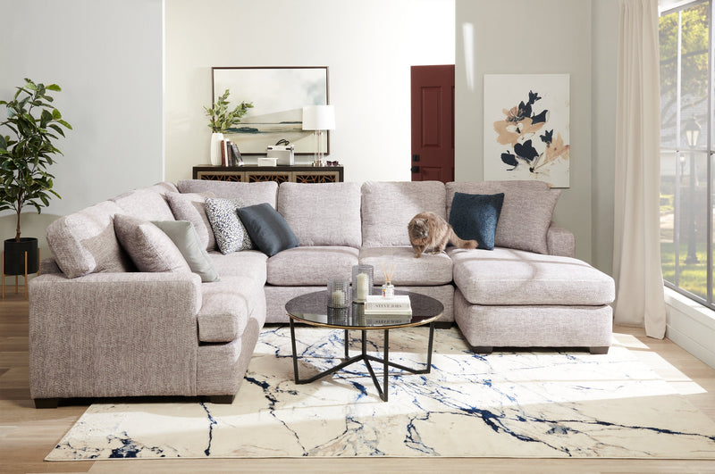 Sofa sectionnel de droite Luxe 3 pièces fabriqué au Canada en tissu avec coussins amovibles - gris colombe Zaftig