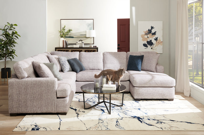 Sofa sectionnel de droite Luxe 3 pièces fabriqué au Canada en tissu avec coussins amovibles - gris colombe Zaftig