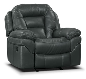 Fauteuil berçant et inclinable Leo de 41 po en tissu d’apparence cuir - gris
