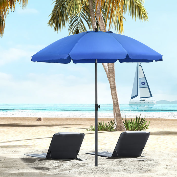Outsunny Parapluie De Plage Exterieur De 6 Pieds Avec Canopee Inclinable Uv50+, Bleu
