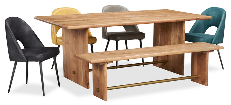 Chaise de salle à manger Bay de Kort & Co. en tissu de cuir végétalien et en métal - turquoise