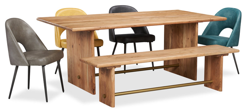 Chaise de salle à manger Bay de Kort & Co. en tissu de cuir végétalien et en métal - turquoise