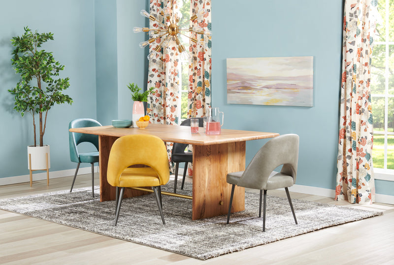 Chaise de salle à manger Bay de Kort & Co. en tissu de cuir végétalien et en métal - moutarde