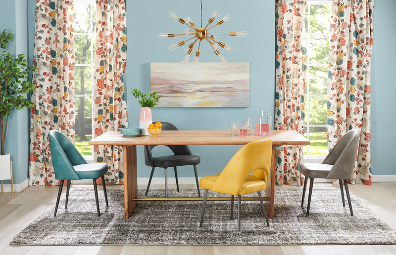 Chaise de salle à manger Bay de Kort & Co. en tissu de cuir végétalien et en métal - moutarde