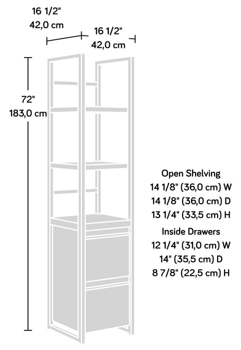 Bibliothèque Manhattan Gate de 16,54 po de qualité commerciale - chêne mystique