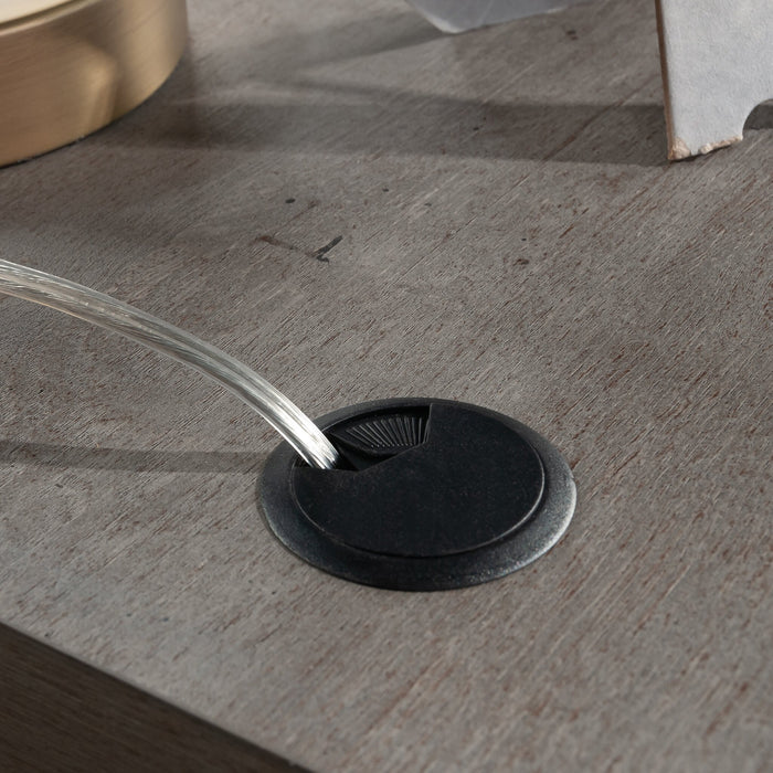 Bureau en forme de L Manhattan Gate de 65,98 po de qualité commerciale à 2 tiroirs - chêne mystique